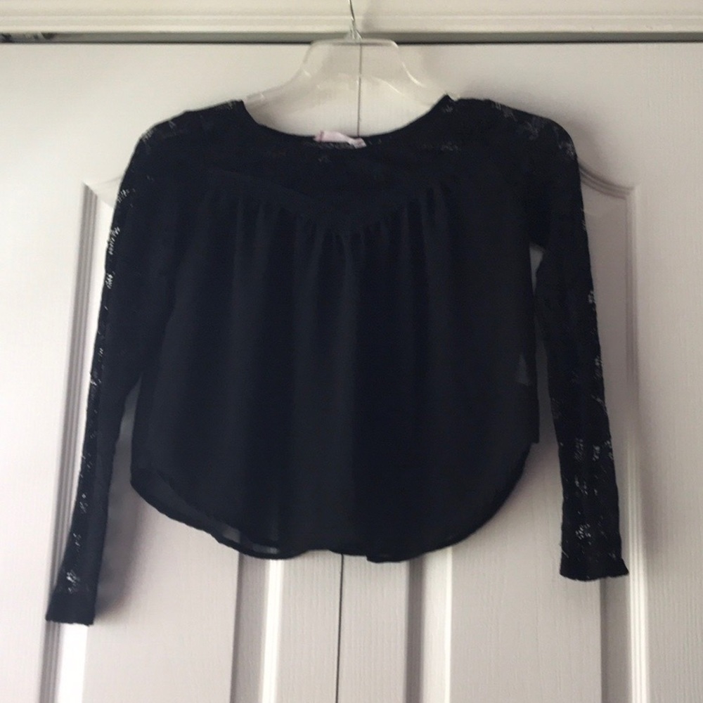 Lush black top with laced long sleeves size extra small
